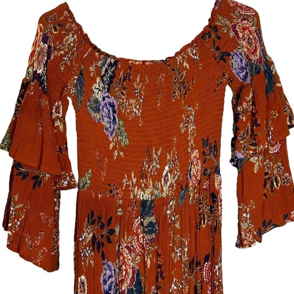 Altar’d State Merida Floral Smocked Off The Shoulder Maxi Dress Small #KA18432 - Picture 9 of 12